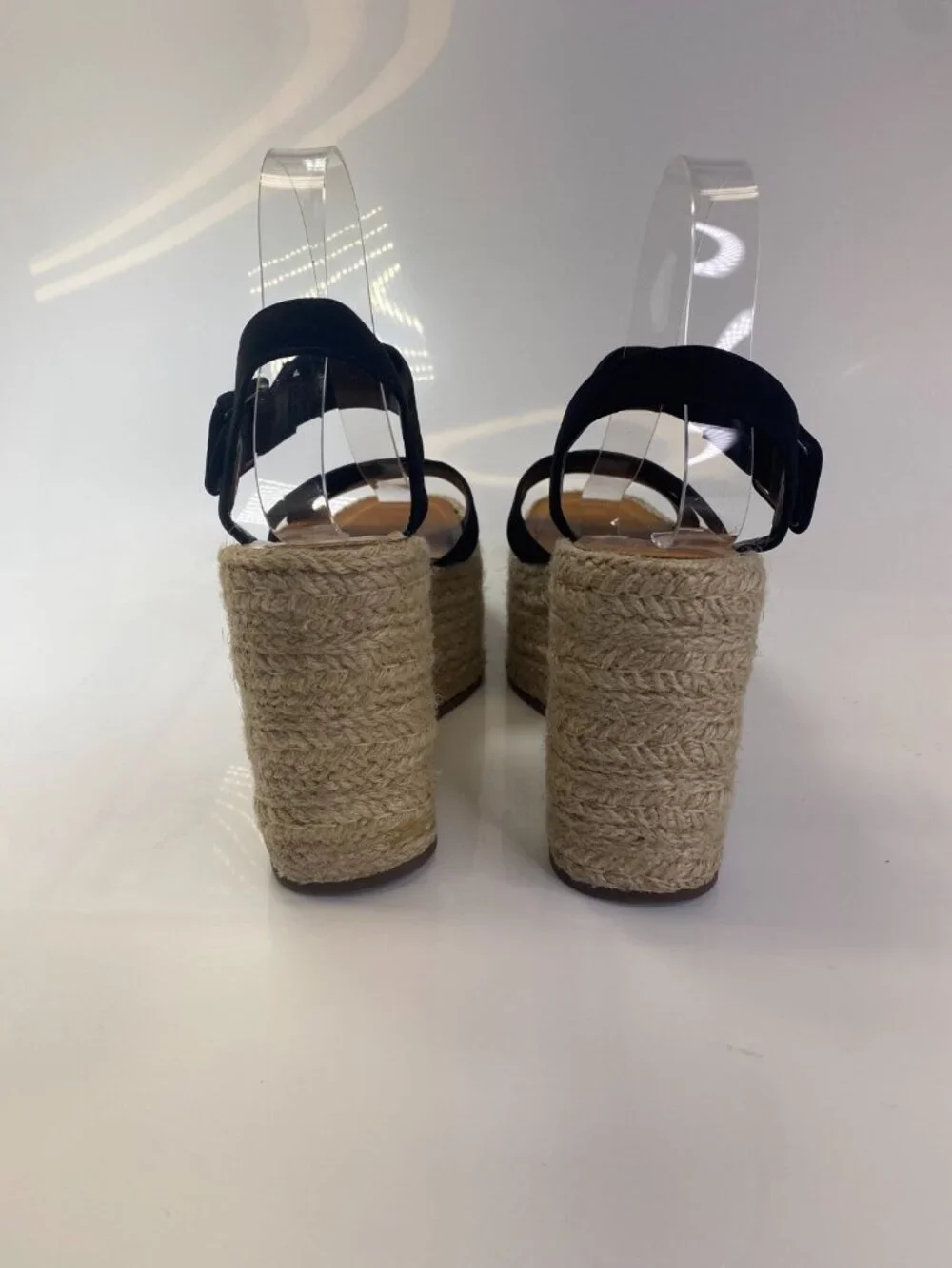 Schutz Women's Black Blisse Nubuck Espadrille Wedge Sandal Sz 9